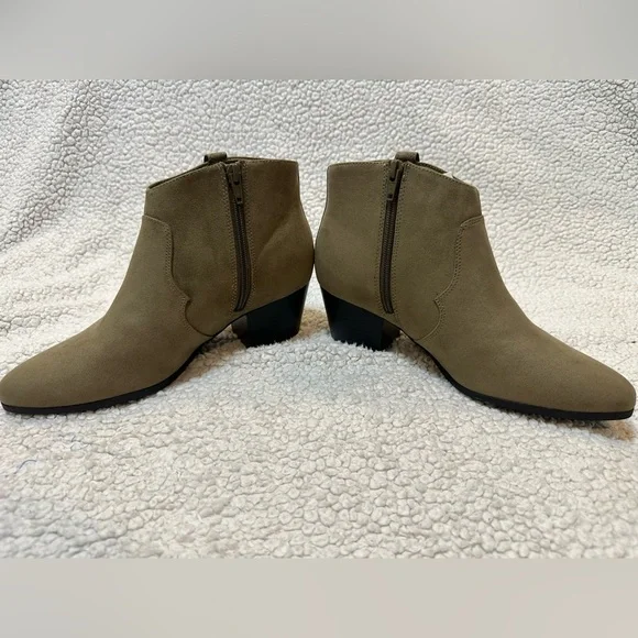 Old Navy Olive Faux-Suede Ankle Boots - Picture 5 of 15